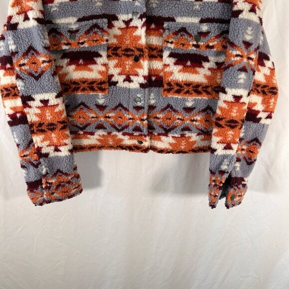 Forever 21 Jacket Women's Large White Orange Aztec Striped Button Up Pockets - Picture 3 of 8